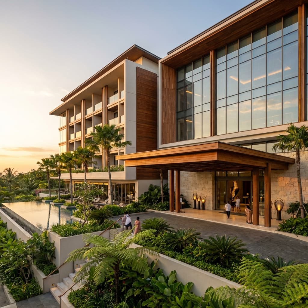 Luxury modern hotel exterior